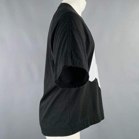 JULIUS_7 Size S Black White Graphic Cotton Crew Neck T-shirt - Picture 3 of 7